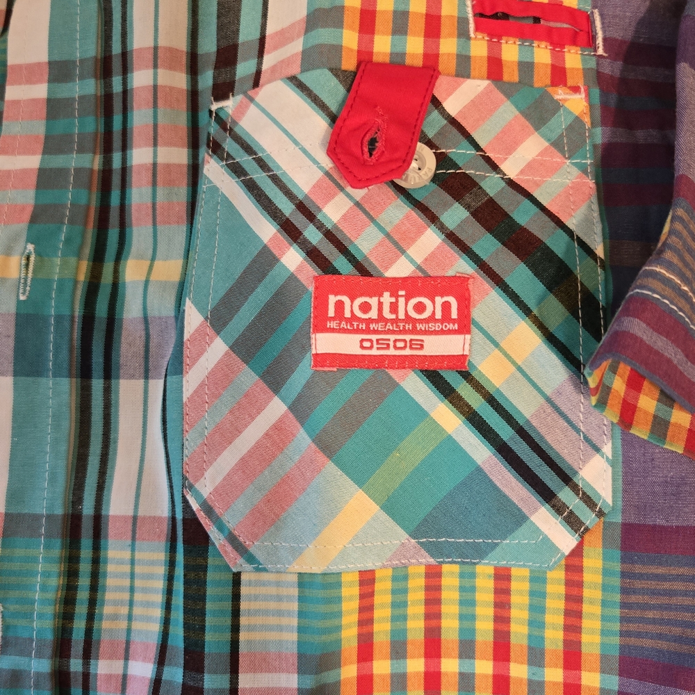 Parish Nation Vibrant Plaid Men's Shirt - Picture 2 of 3